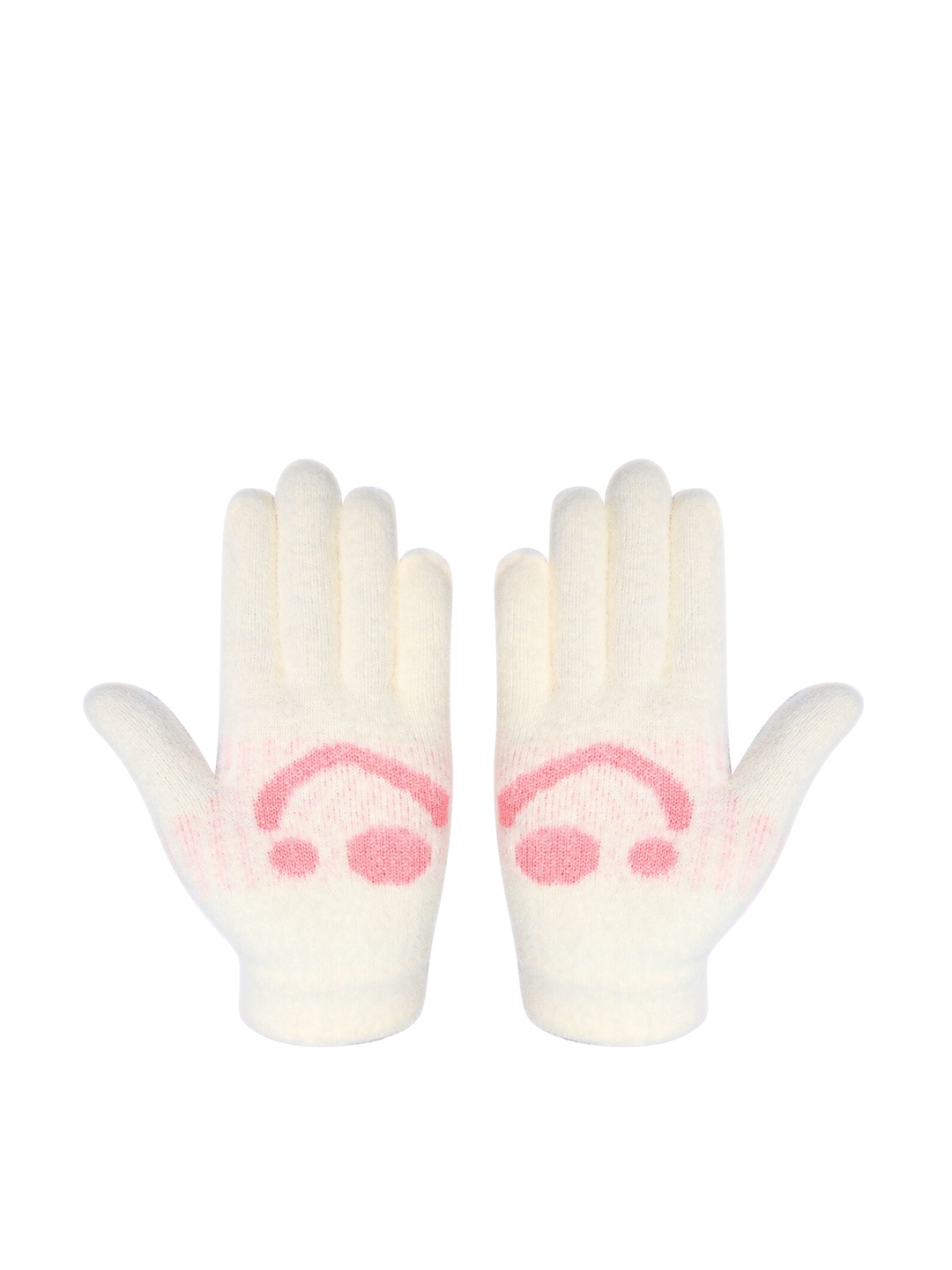 

LOOM LEGACY Women Knitted Design Winter Acrylic Woollen Hand Gloves, Cream