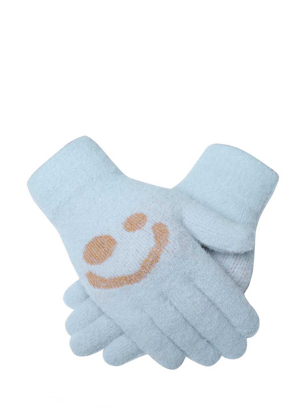 

LOOM LEGACY Women Winter Acrylic Woolen Woven Design Hand Gloves, Blue
