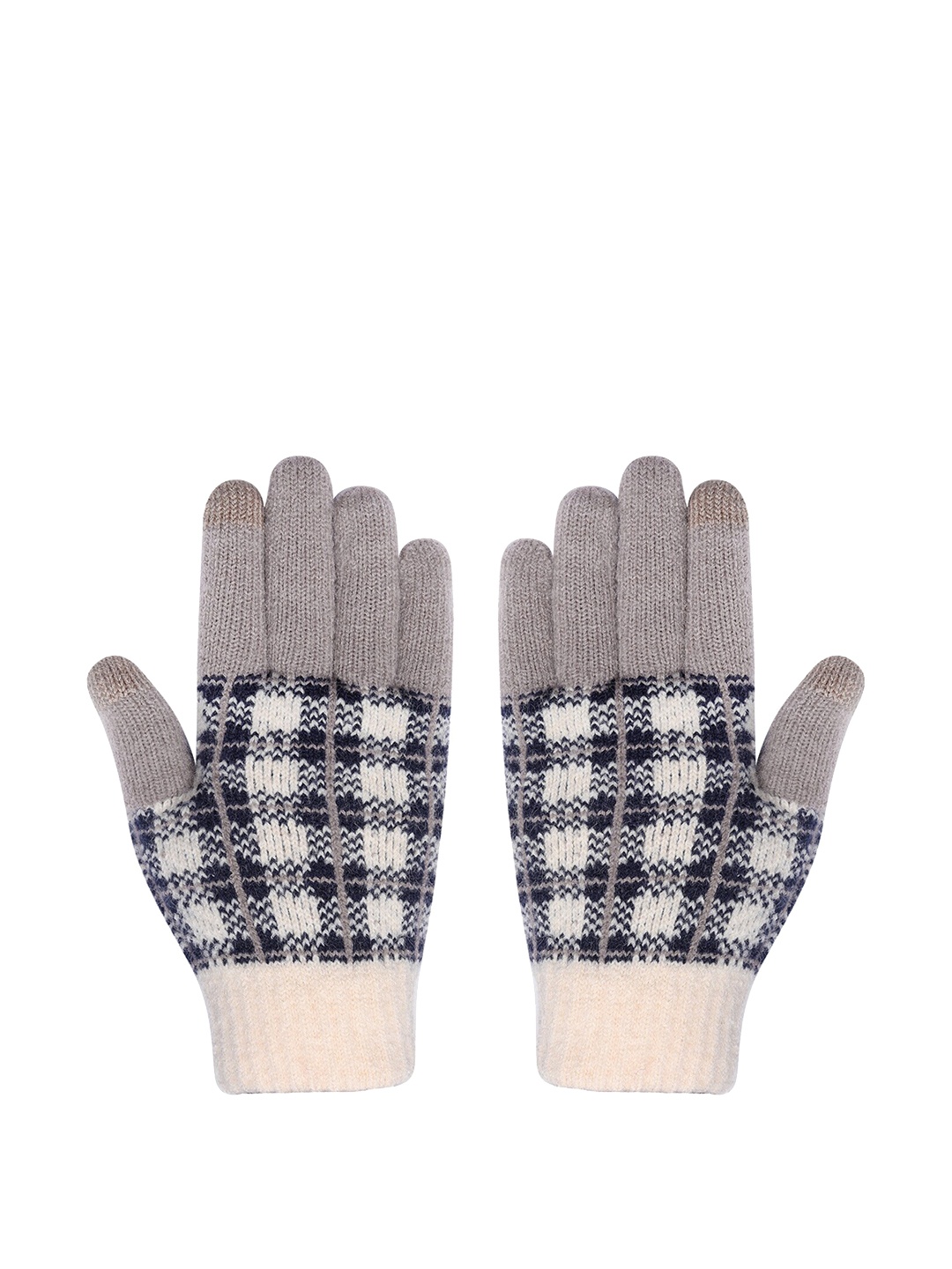 

LOOM LEGACY Women Knitted Design Winter Acrylic Hand Gloves, Grey