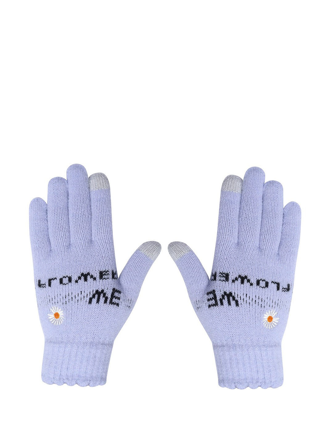 

LOOM LEGACY Women Knitted Design Winter Acrylic Woollen Hand Gloves, Purple