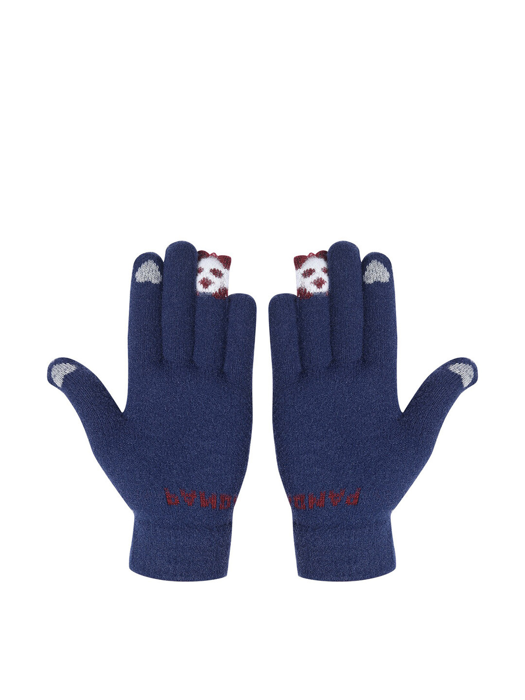 

LOOM LEGACY Women Winter Acrylic Woolen Solid Design Hand Gloves, Navy blue
