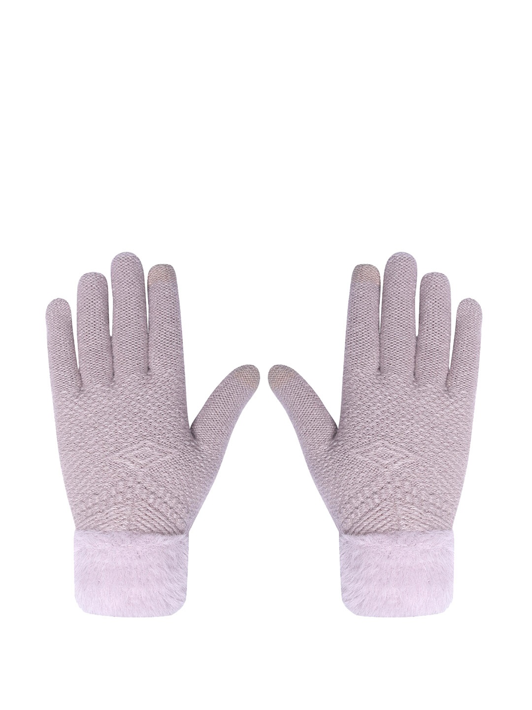 

LOOM LEGACY Women Knitted Design Winter Acrylic Woollen Hand Gloves, Purple
