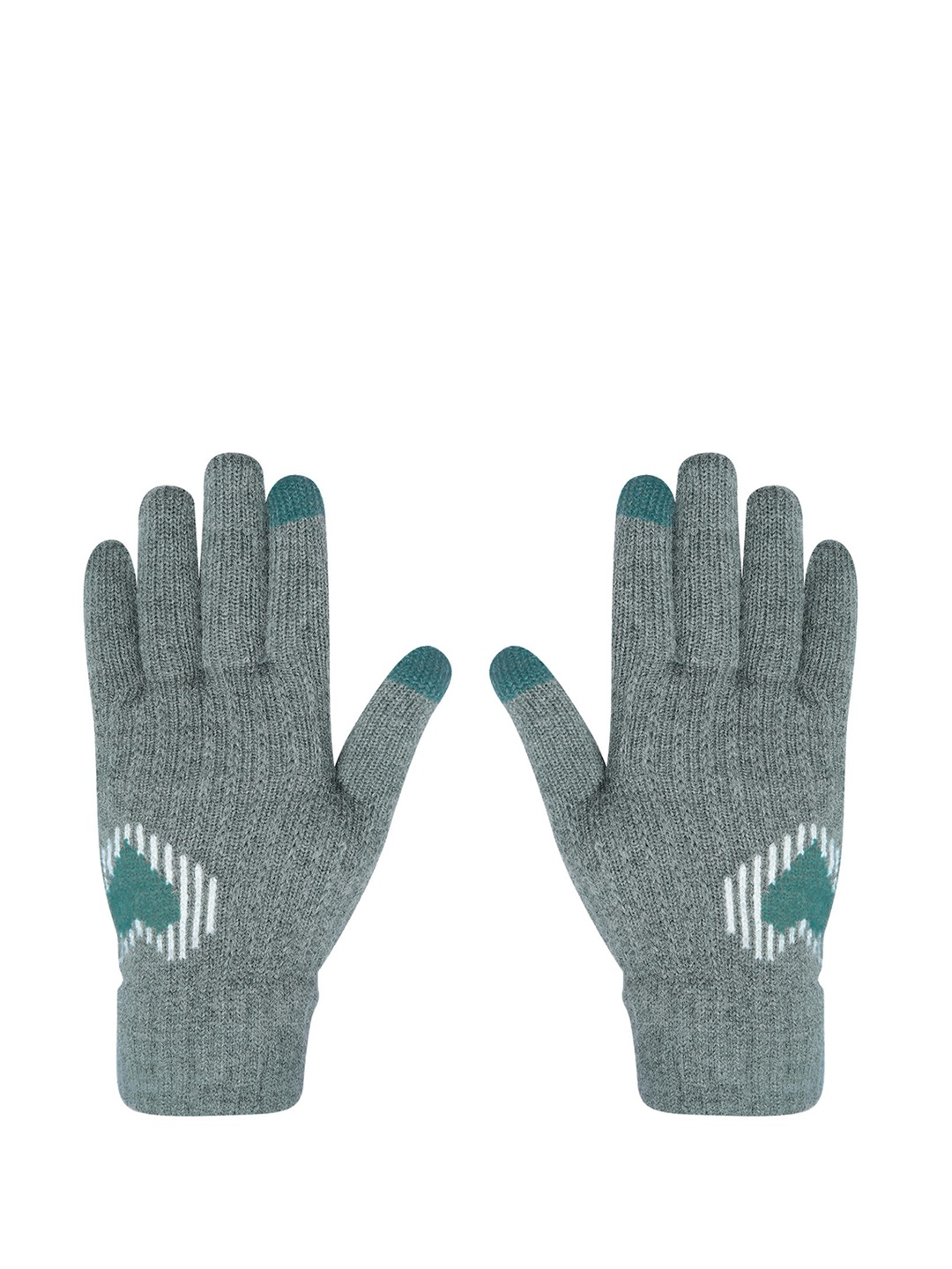 

LOOM LEGACY Women Winter Acrylic Woolen Solid Design Hand Gloves, Green