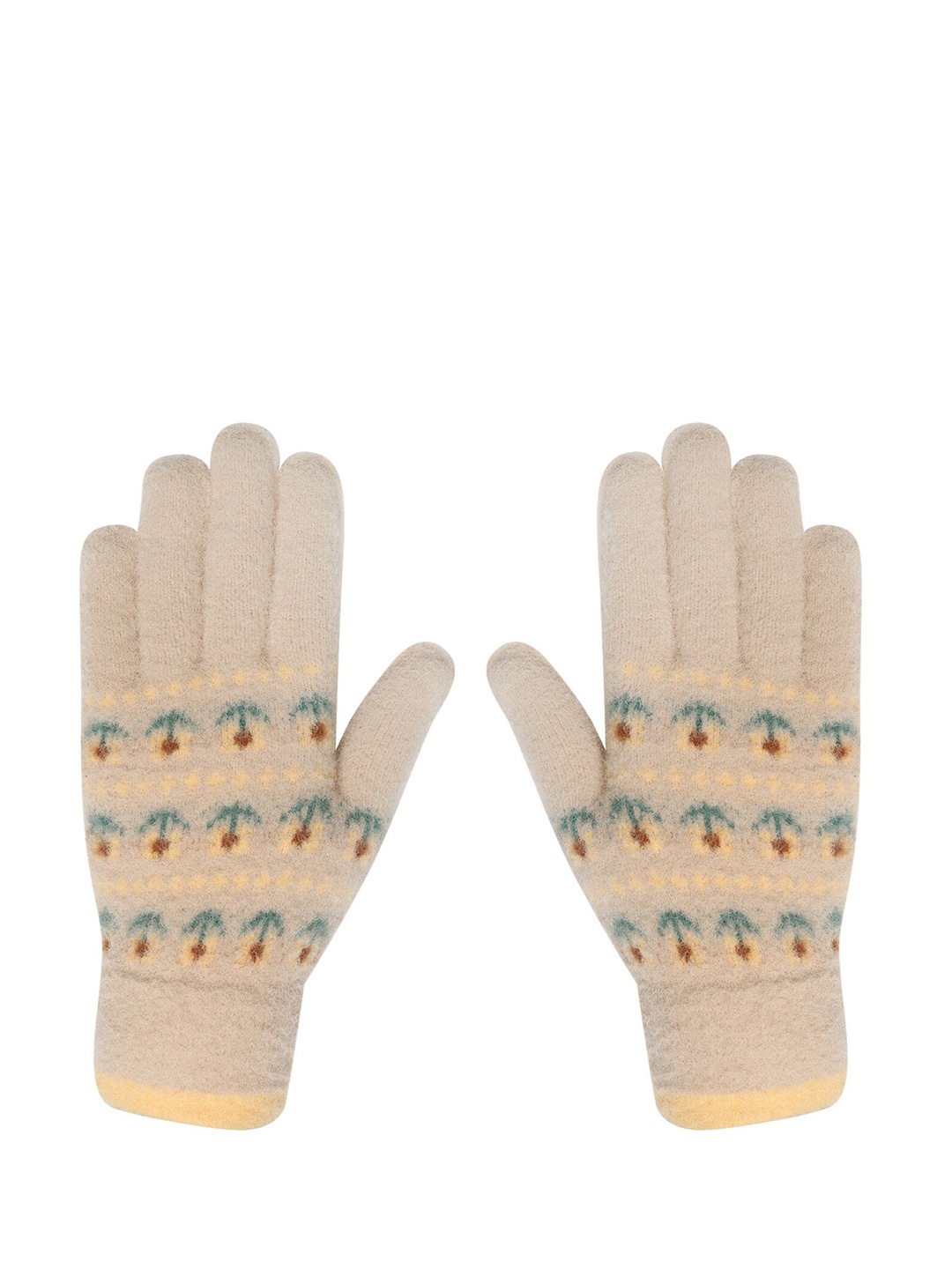 

LOOM LEGACY Women Winter Acrylic Woolen Solid Design Hand Gloves, Brown