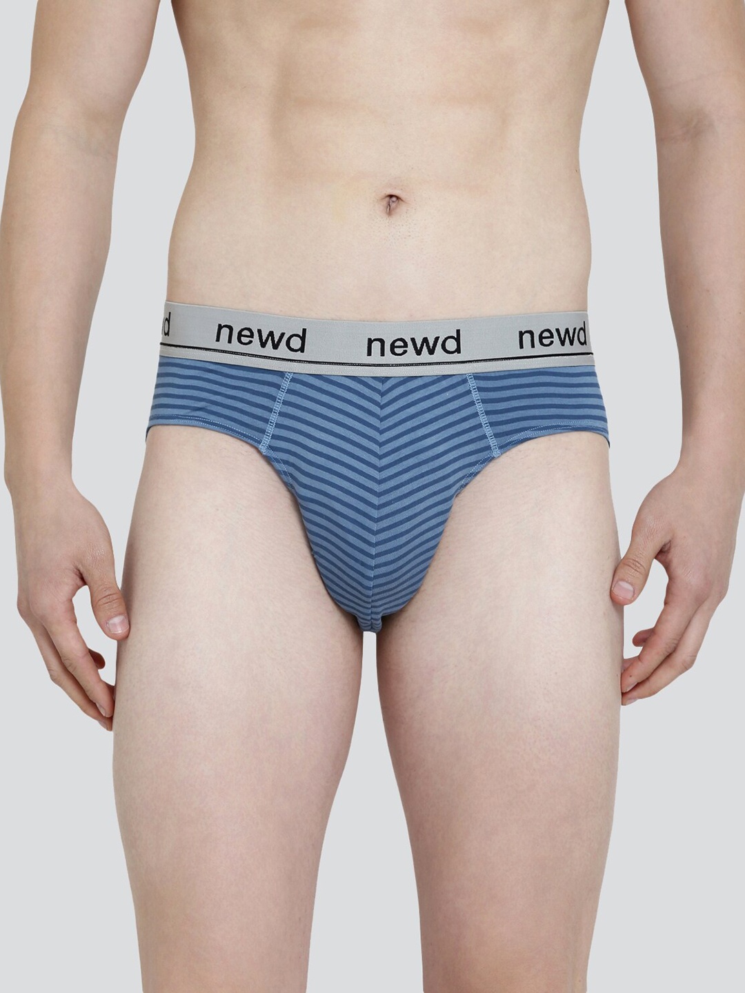 

NEWD Striped Basic Briefs NBP9-WHITE-S, Blue