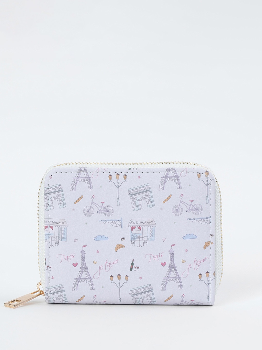 

max Women Geometric Printed Zip Around Wallet, Off white