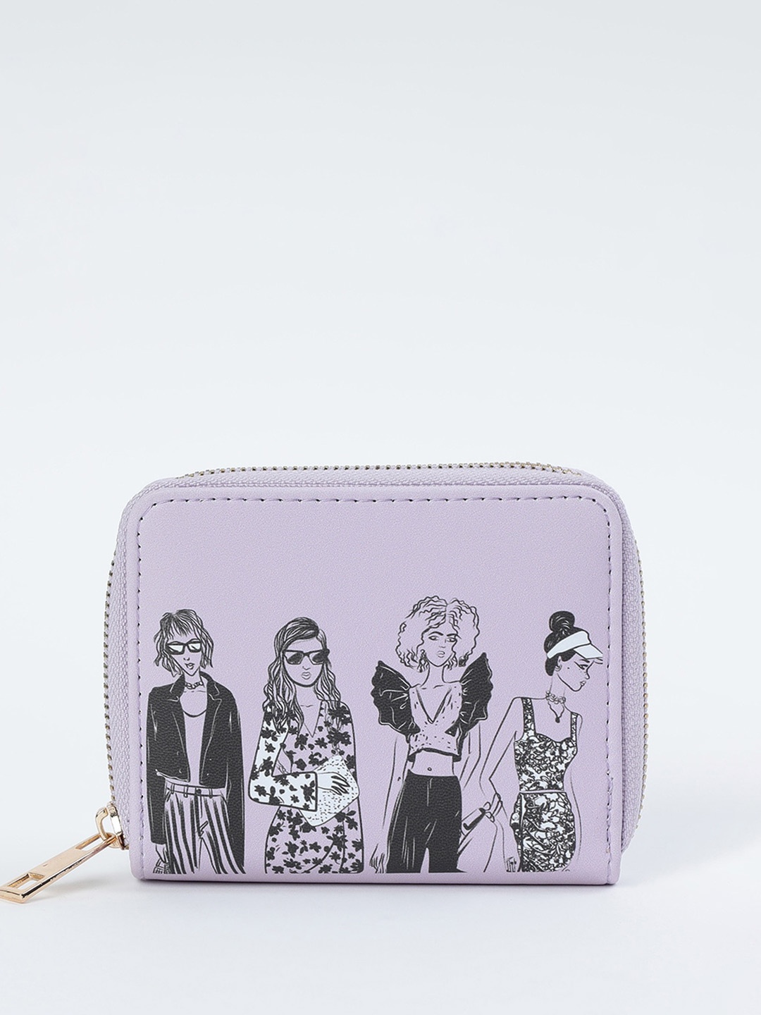 

max Women Abstract Printed Zip Around Wallet, Lavender