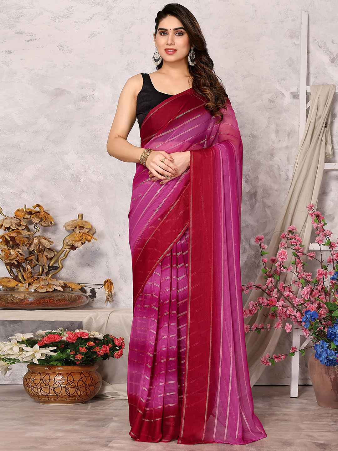 

Satrani Ready to Wear Saree, Pink