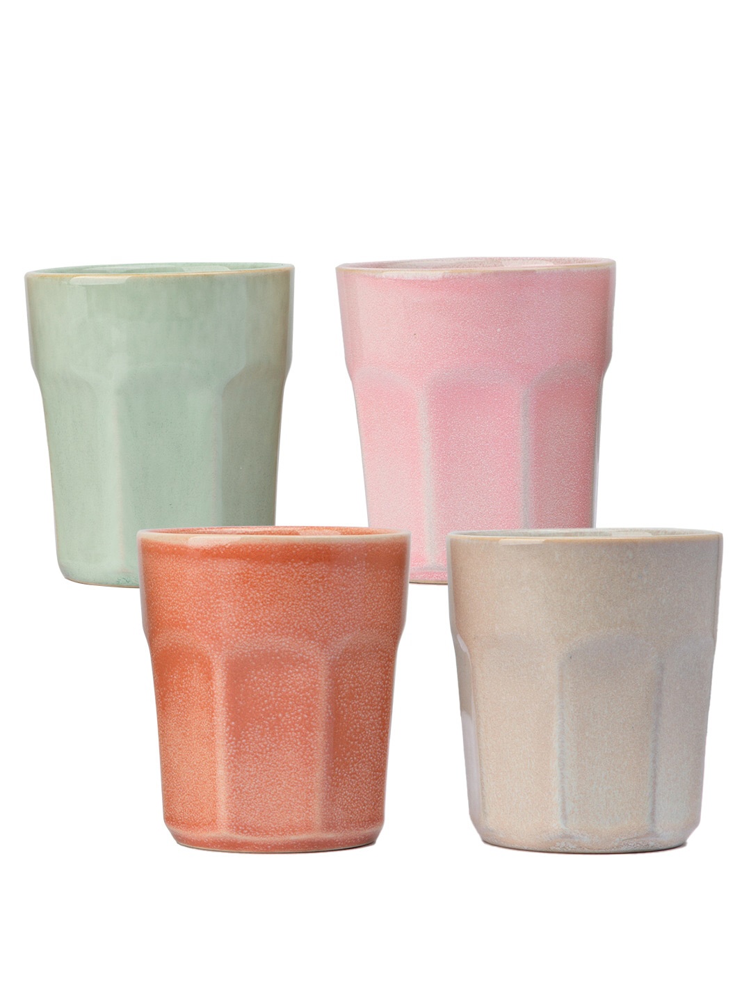 

Anko 4 Pcs Pink & Green Solid Stoneware Matte Cups - 260 ML Each