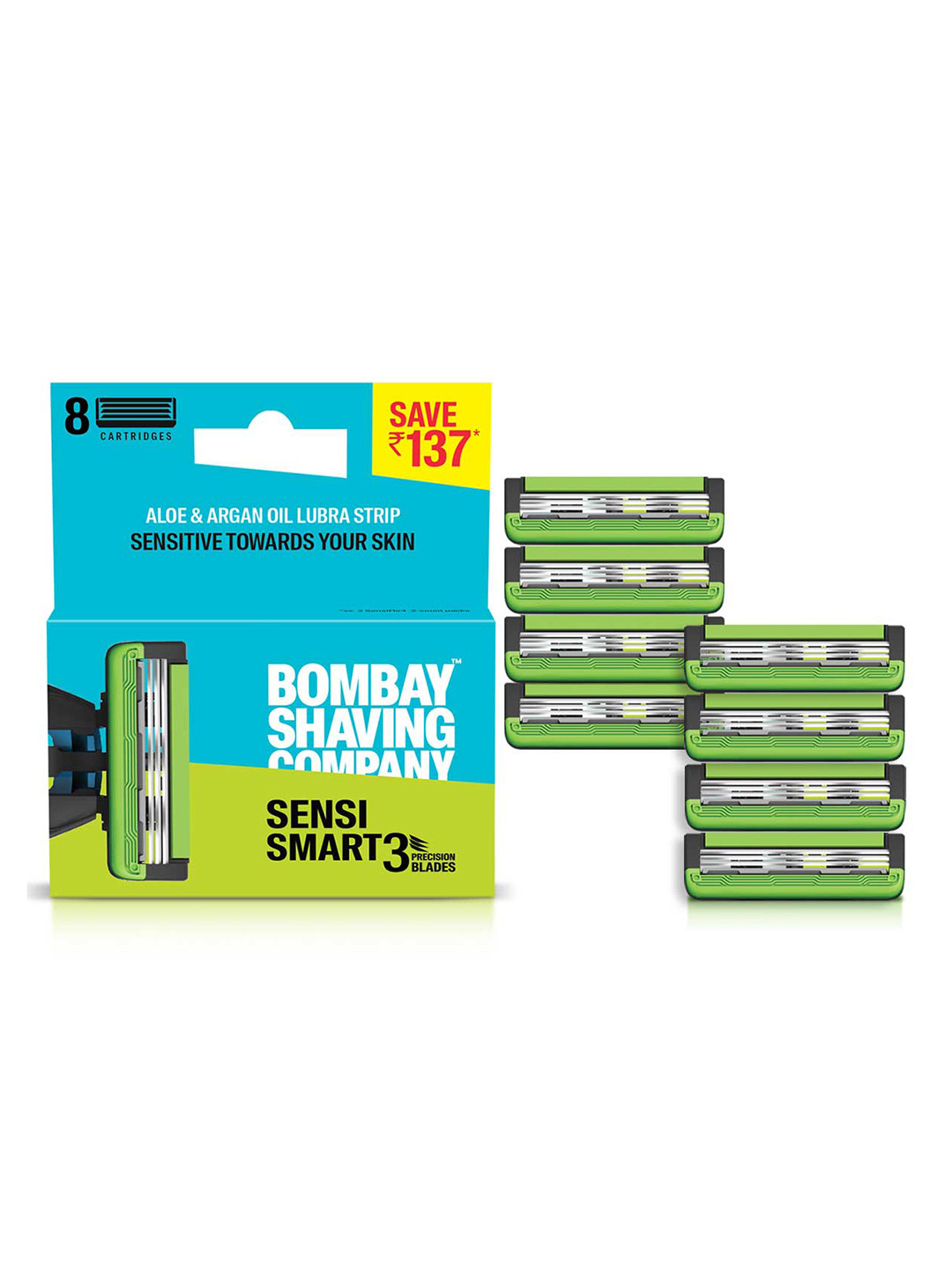 

Bombay Shaving Company Sensi Smart 3 Cartridges - 8 Pcs, Blue