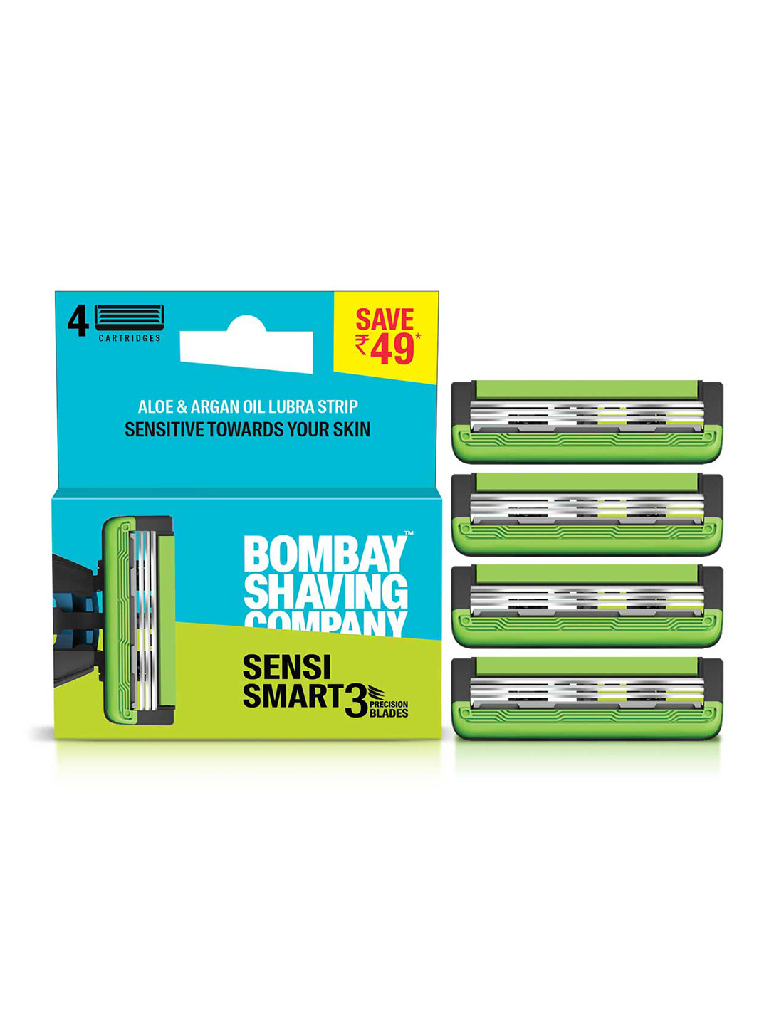 

Bombay Shaving Company Sensi Smart 3 Cartridges - 4 Pcs, Blue