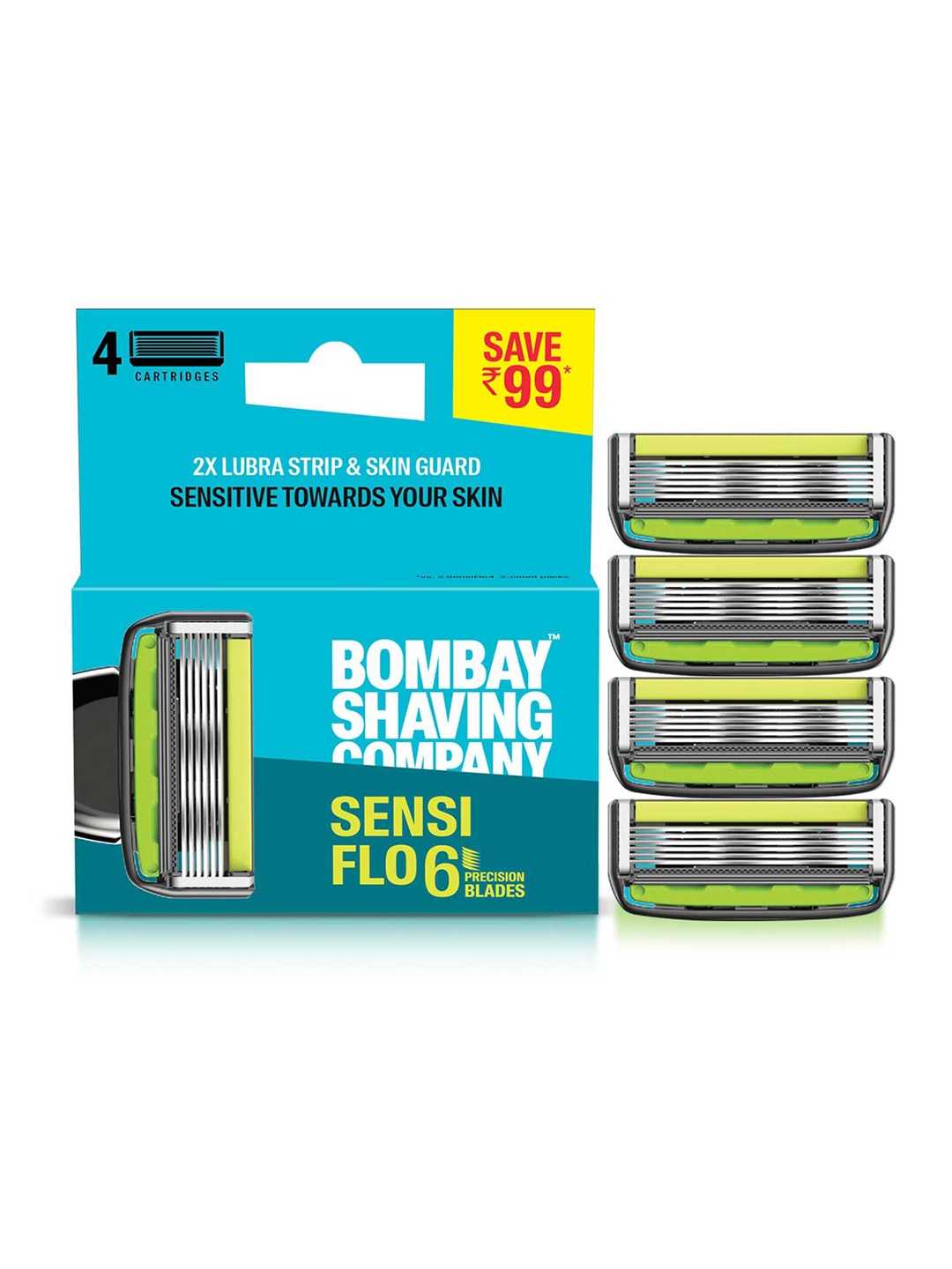 

Bombay Shaving Company Sensi Flo 6 Cartridges - 4 Pcs, Blue