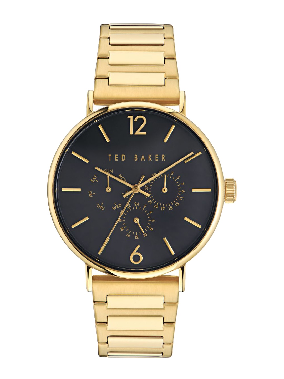 

Ted Baker Men Brass Dial & Stainless Steel Bracelet Style Straps Analogue Watch BKPPGF307, Black