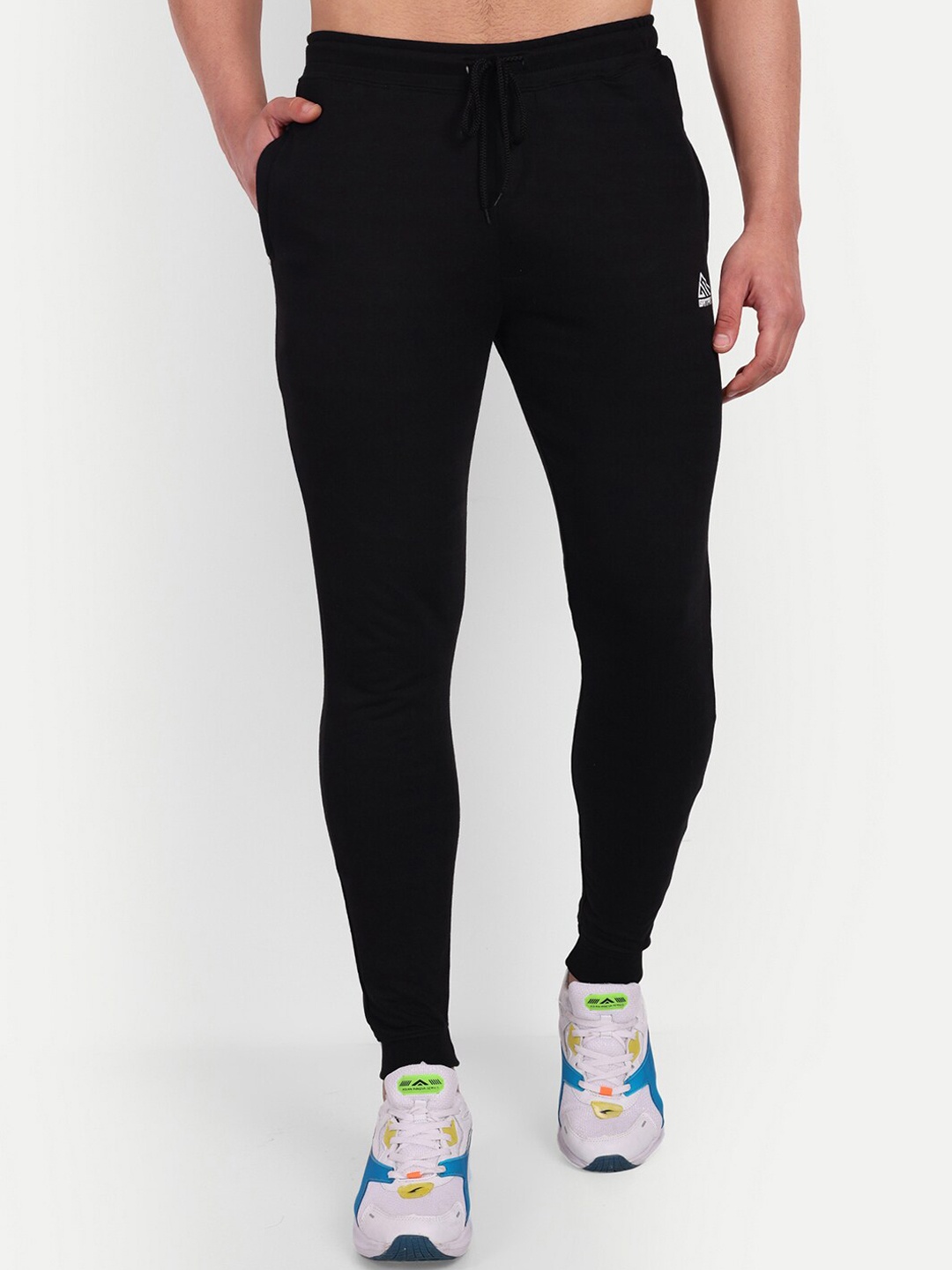 

GRITPRO Men Mid-Rise Pure Cotton Rapid-Dry Sports Joggers, Black