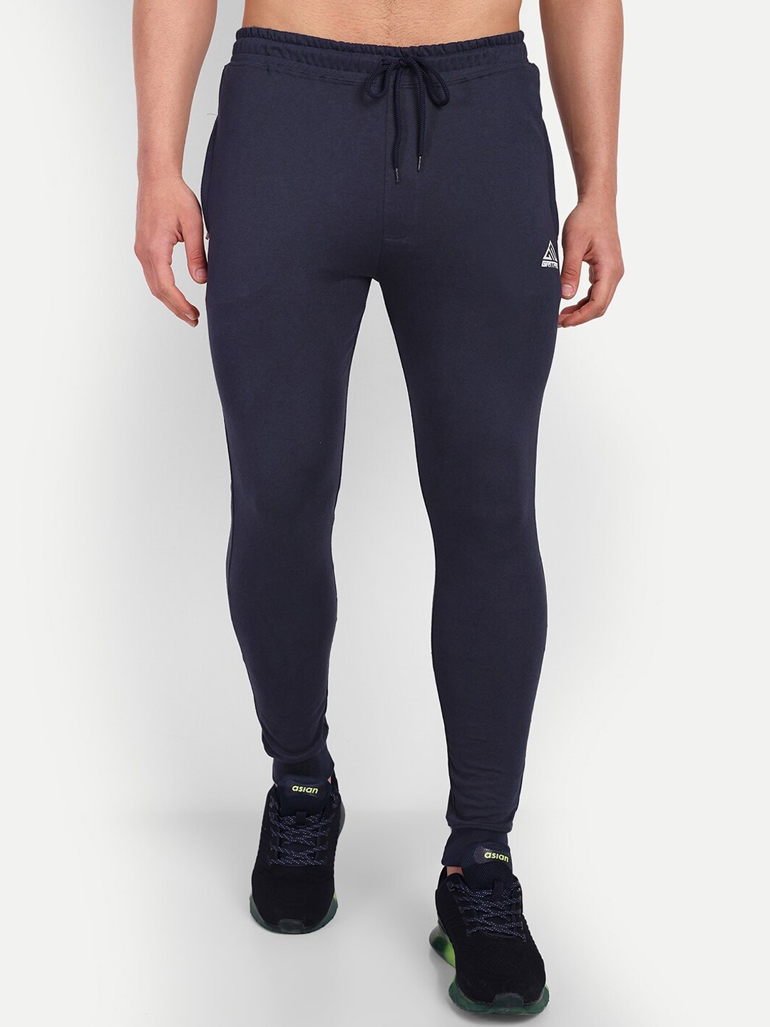 

GRITPRO Men Mid-Rise Pure Cotton Rapid-Dry Sports Joggers, Navy blue