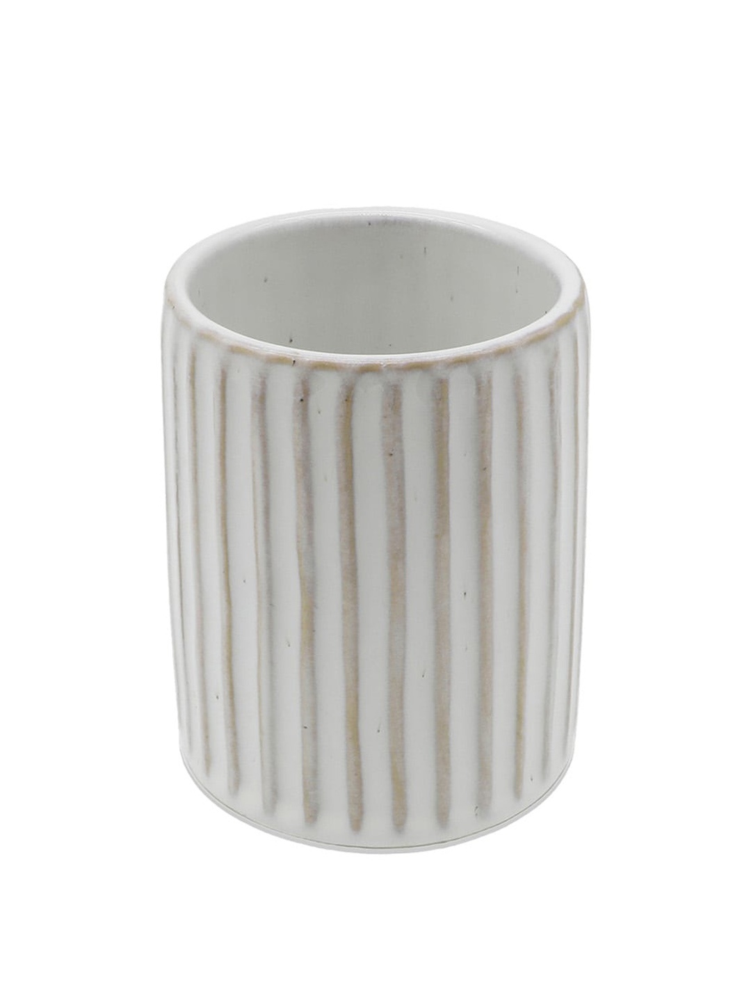 

Anko White Striped Ceramic Toothbrush Holder