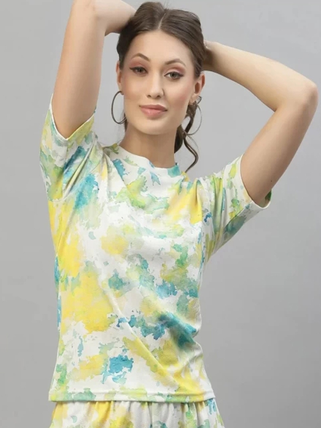 

Ekta Textiles Tie & Dyed Pure Cotton T-shirt & Joggers, Green