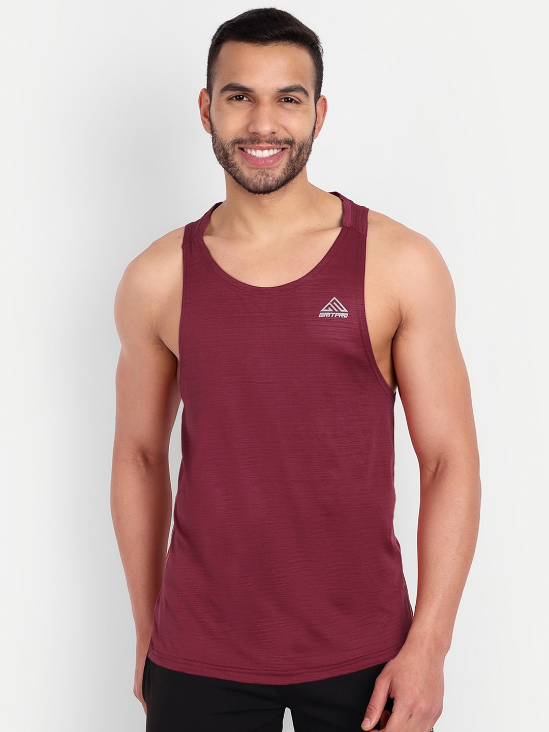 

GRITPRO Men Slim Fit Round Neck Sleeveless Training T-shirt, Maroon