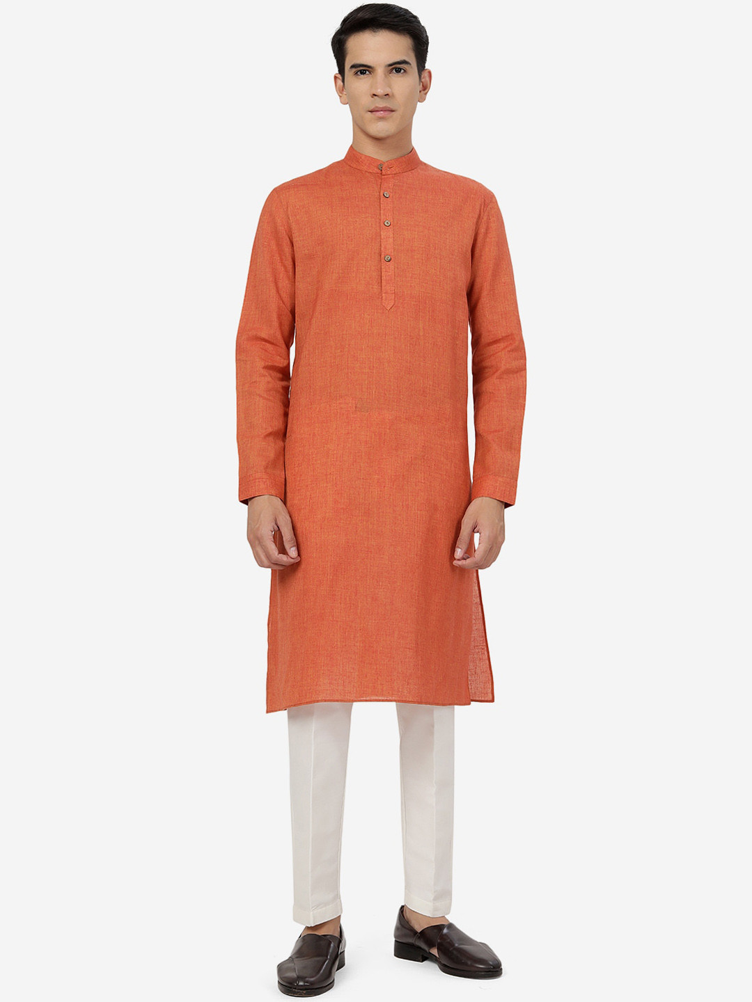 

Modi Kurta Mandarin Collar Linen Kurta, Orange