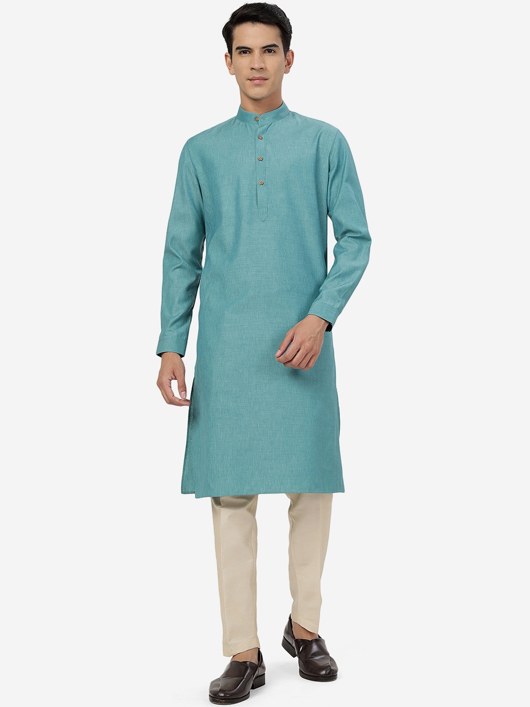 

Modi Kurta Mandarin Collar Long Sleeves Kurtas, Green