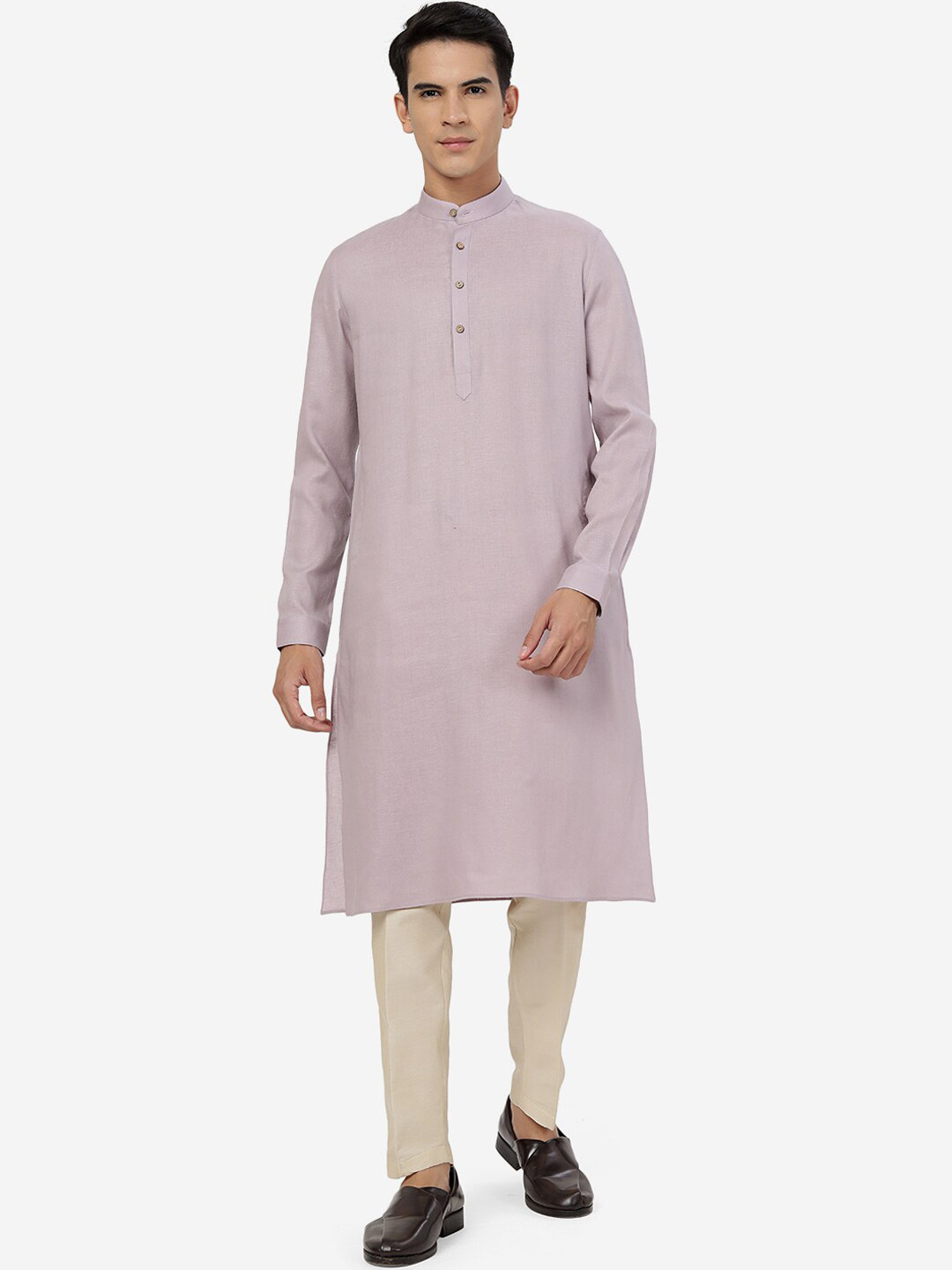 

Modi Kurta Band Collar Cotton Regular Kurtas, Purple