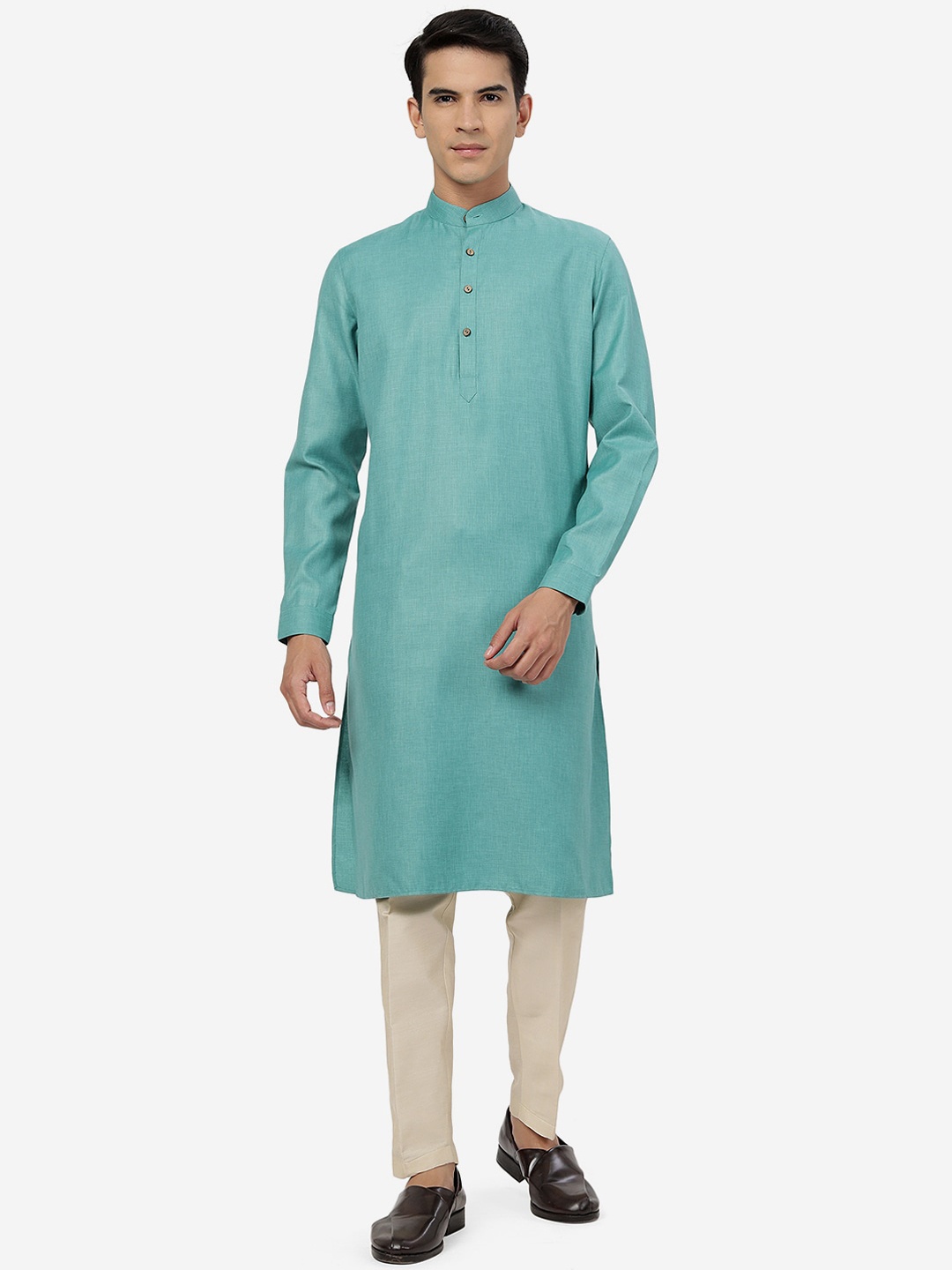 

Modi Kurta Mandarin Collar Long Sleeves Kurtas, Green