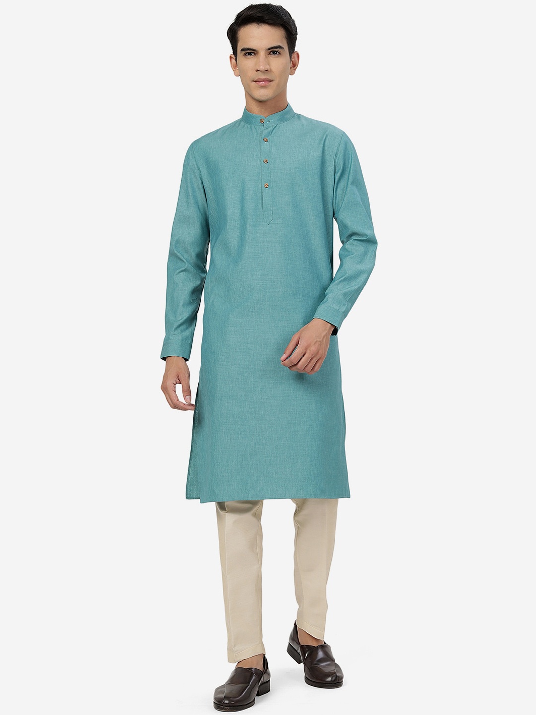 

Modi Kurta Mandarin Collar Long Sleeves Kurtas, Green