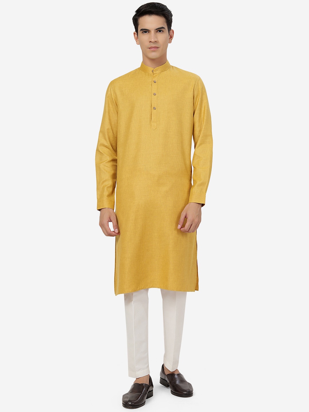 

Modi Kurta Mandarin Collar Long Sleeves Kurtas, Yellow