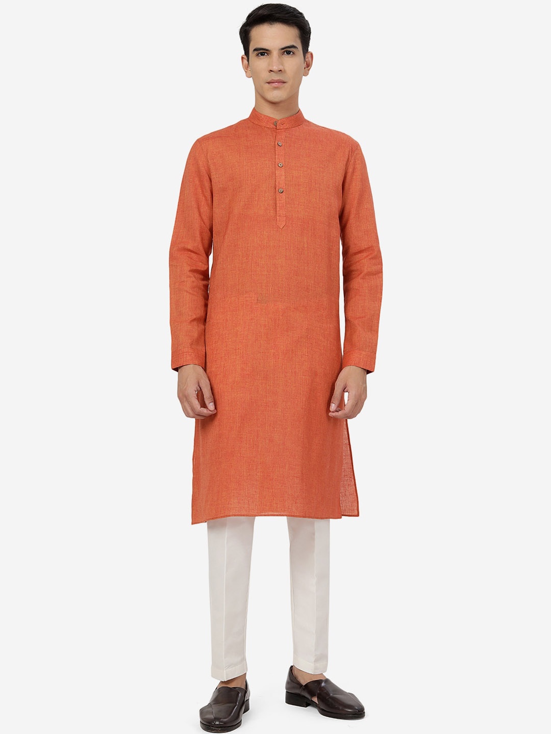 

Modi Kurta Mandarin Collar Linen Kurta, Orange