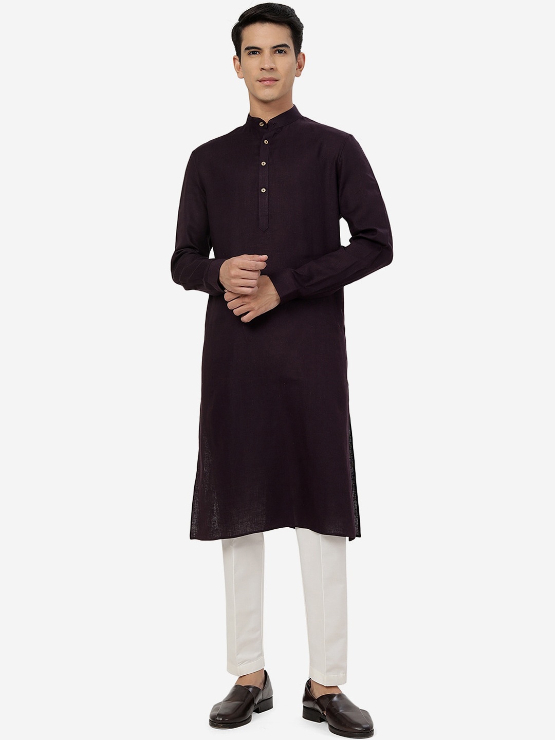 

Modi Kurta Mandarin Collar Long Sleeves Kurtas, Maroon