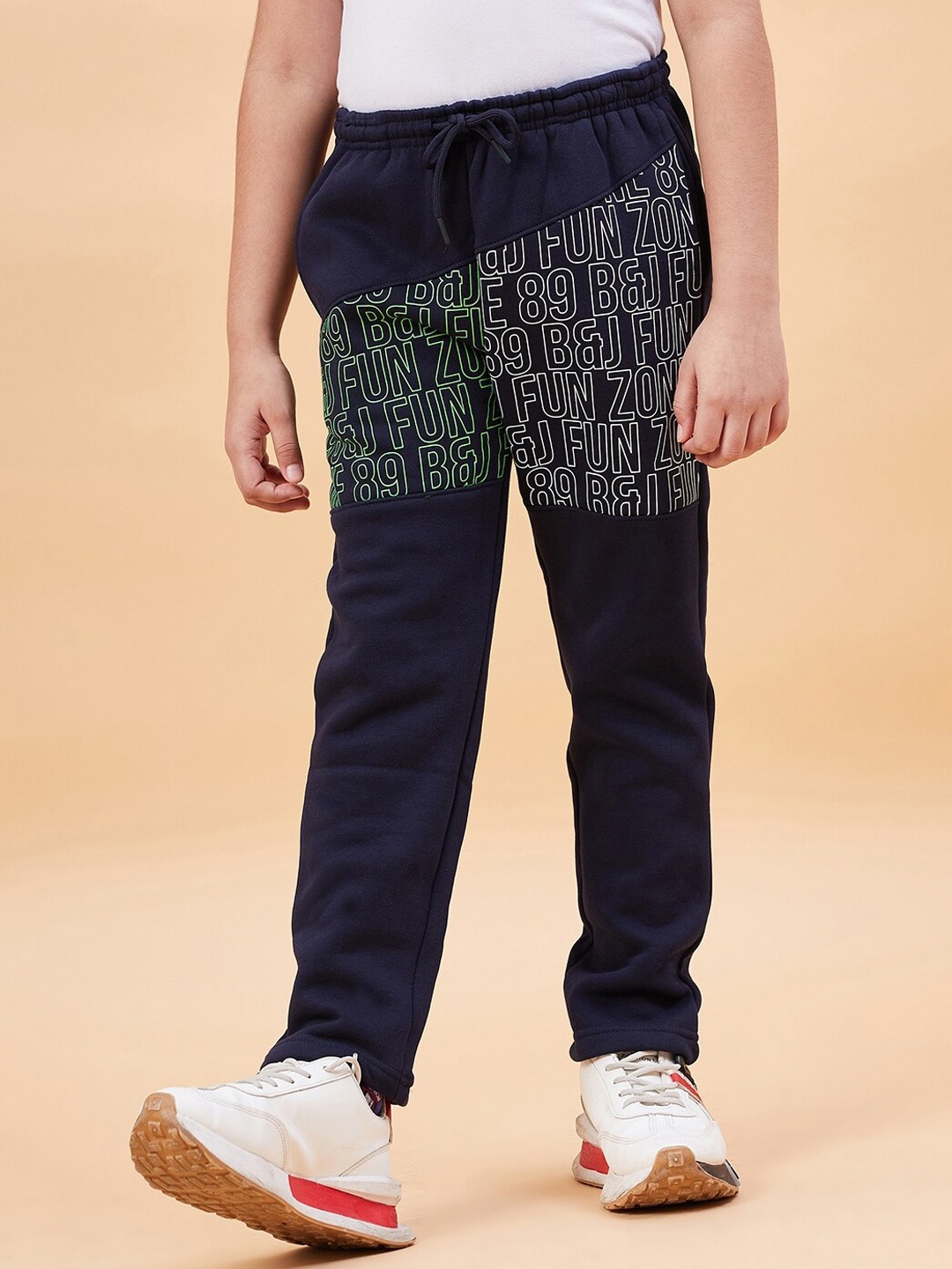 

Ben & Joe Kids Typography Printed Mid-Rise Anti-Microbial Track Pants, Black
