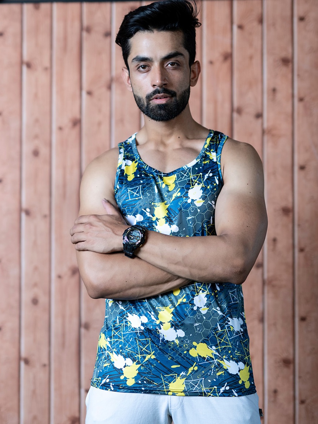 

Tistabene Abstract Printed Sleeveless Sports Gym Vests, Blue