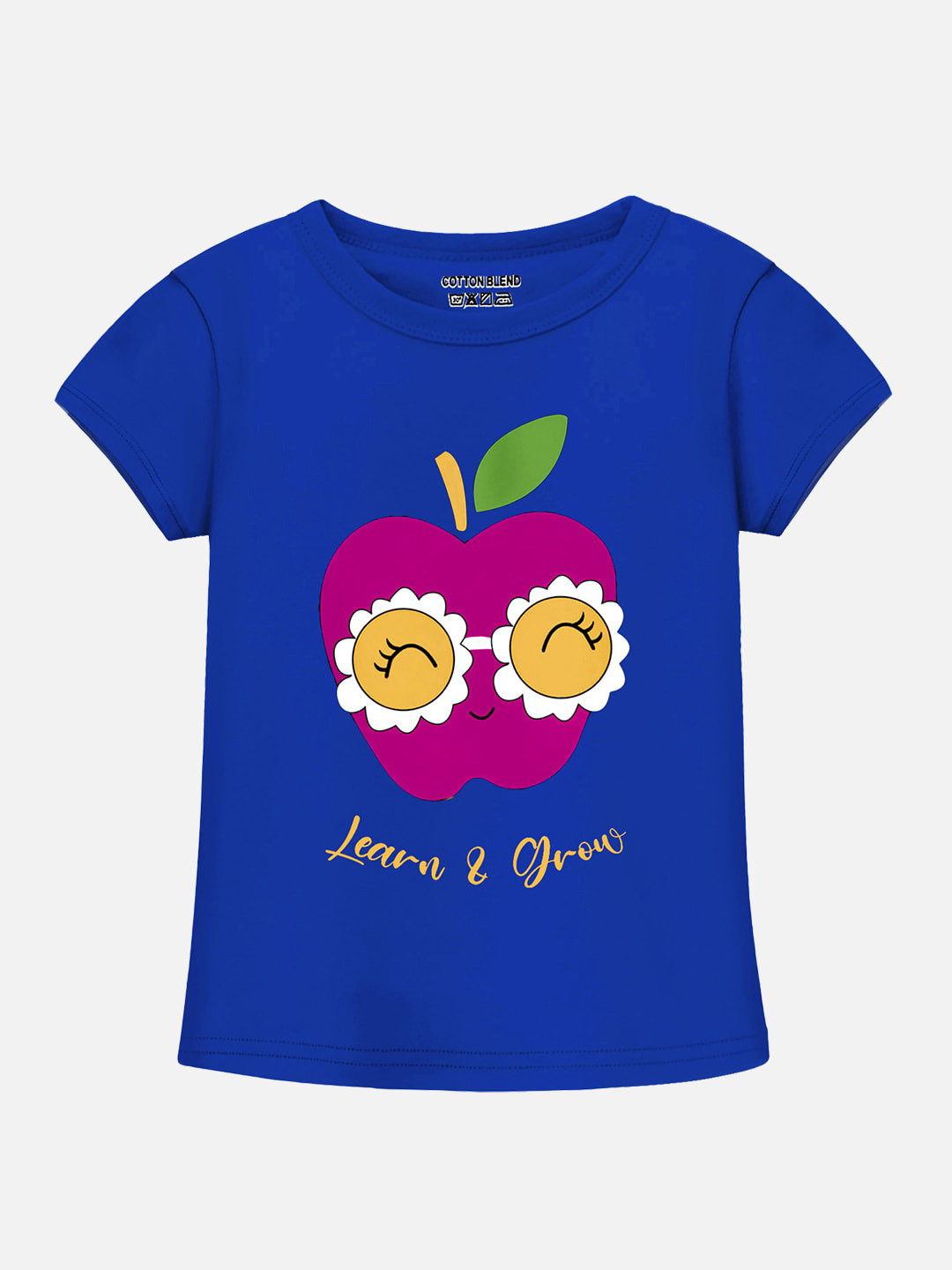 

Trampoline Girls Graphic Printed Round Neck Casual Knitted T-shirt, Blue