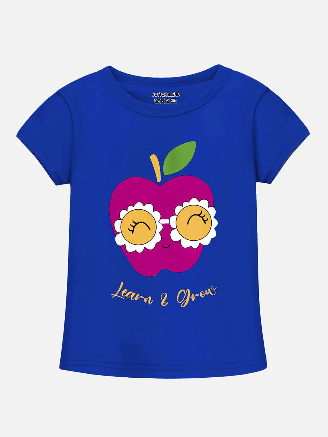 

Trampoline Girls Graphic Printed Round Neck Casual Knitted T-shirt, Blue