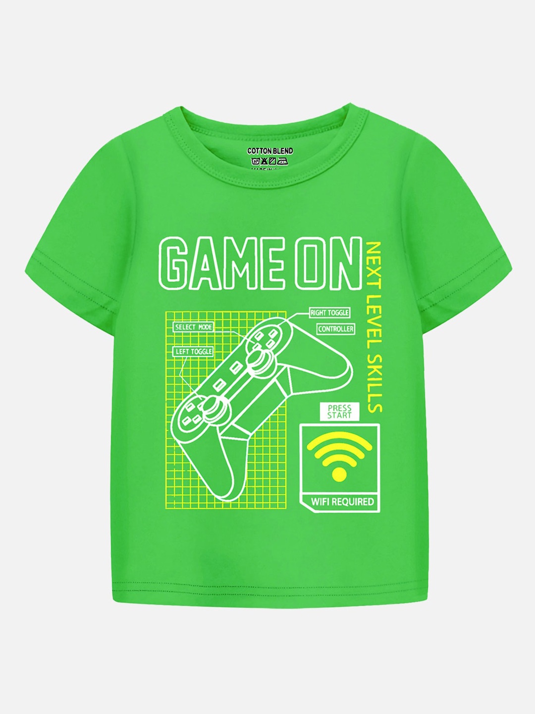 

Trampoline Boys Typography Printed Round Neck Regular Fit Cotton T-Shirt, Green