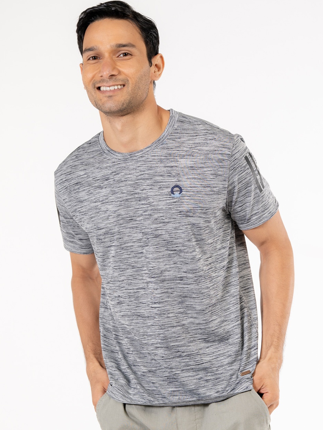 

harbour 9 Self Design Round Neck Relaxed Fit Sports T-shirt, Grey