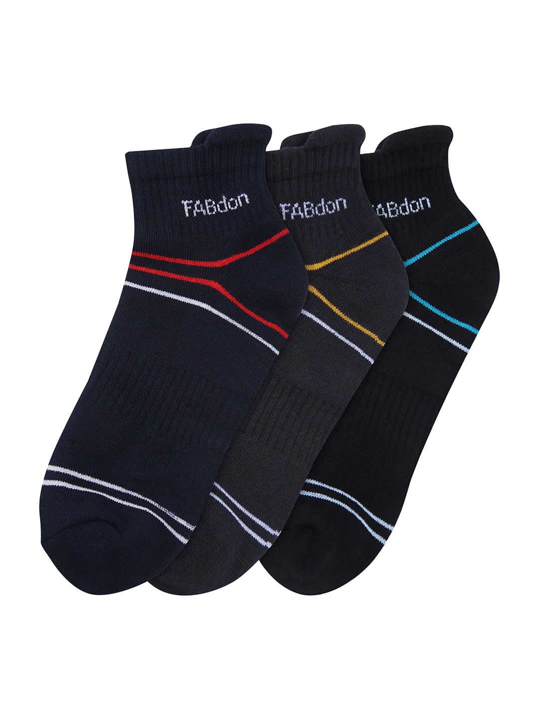 

FABdon Men Pack Of 3 Anti-Odour Ankle-Length Socks, Black