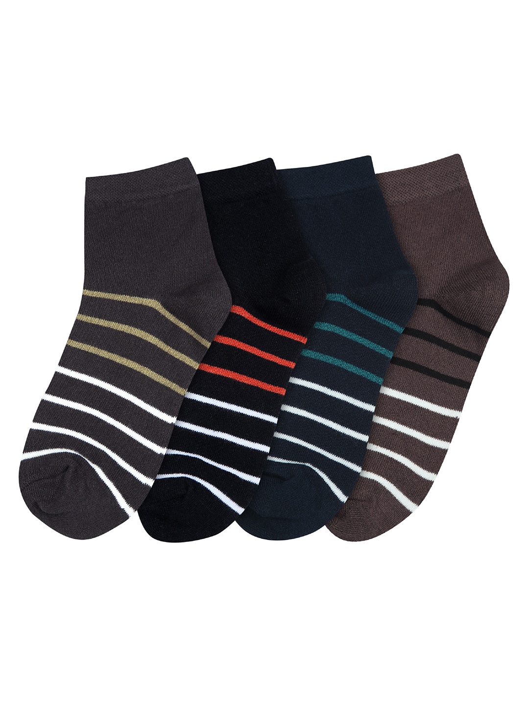 

FABdon Men Pack Of 5 Striped Anti-Odour Ankle-Length Socks, Purple