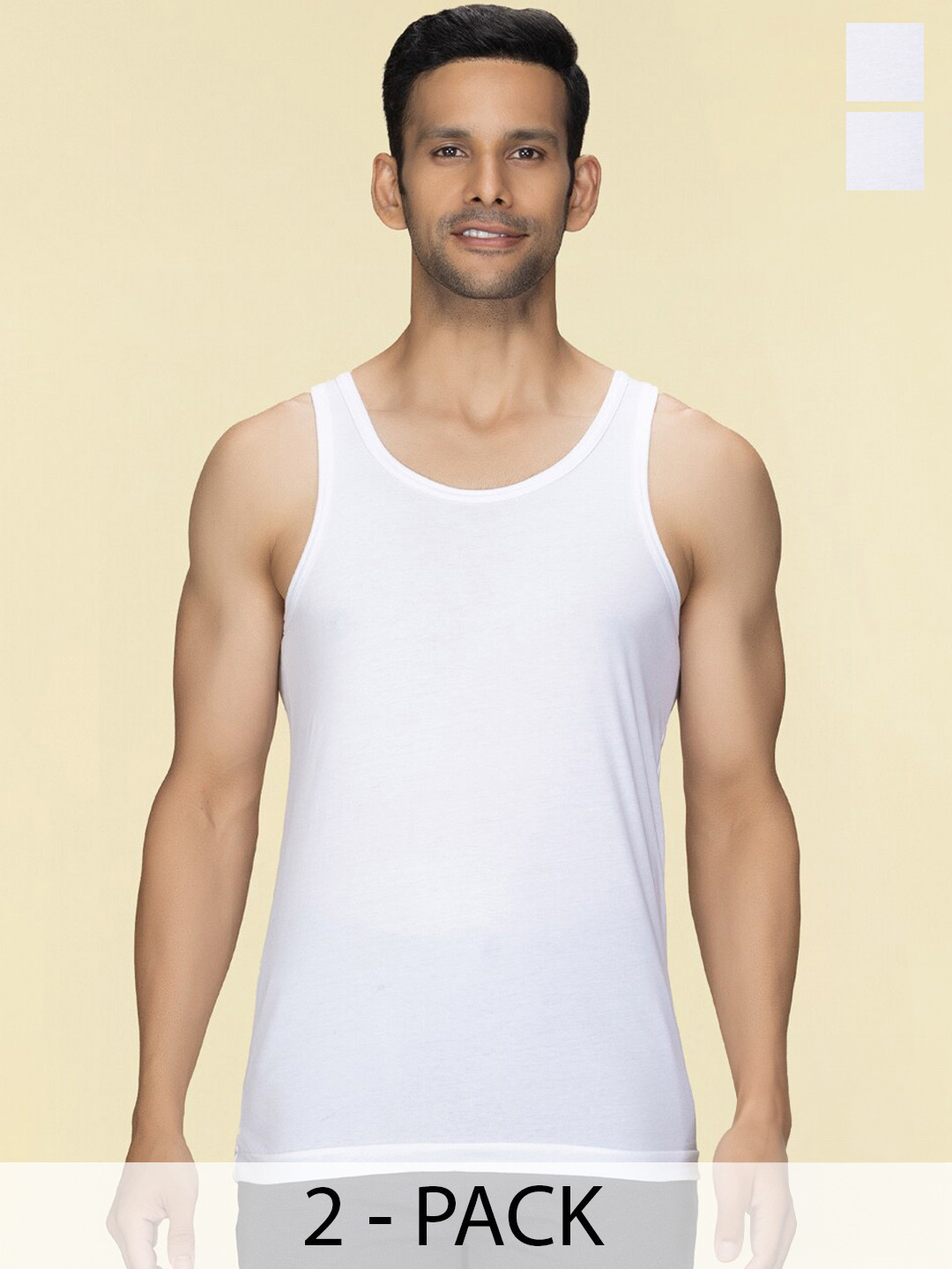 

XYXX Pack Of 2 Sleeveless Cotton Undershirt Innerwear Vests, White