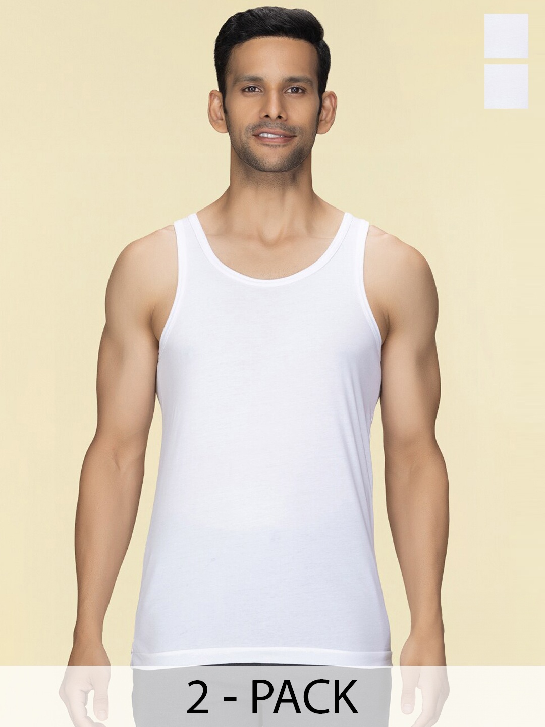 

XYXX Pack Of 2 Sleeveless Cotton Undershirt Innerwear Vests, White