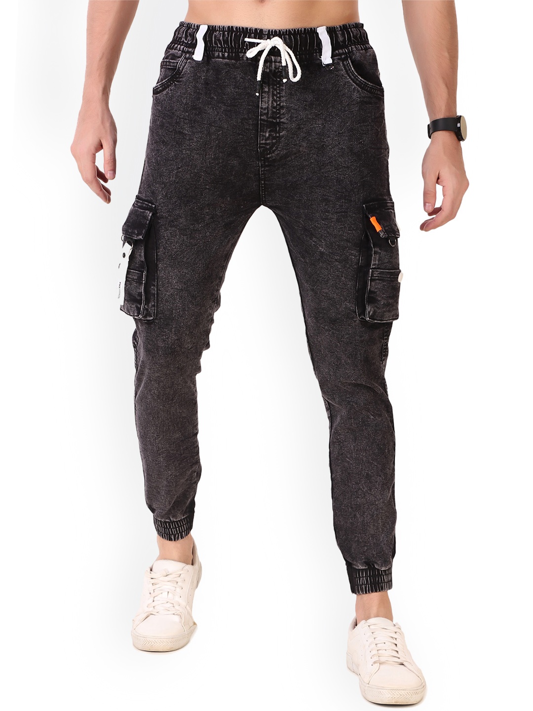 

PLUS 91 Men Grey Comfort Mid-Rise Clean Look Stretchable Jogger Jeans