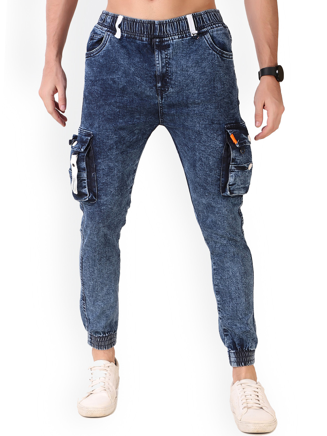 

PLUS 91 Men Blue Comfort Mid-Rise Clean Look Jogger Jeans