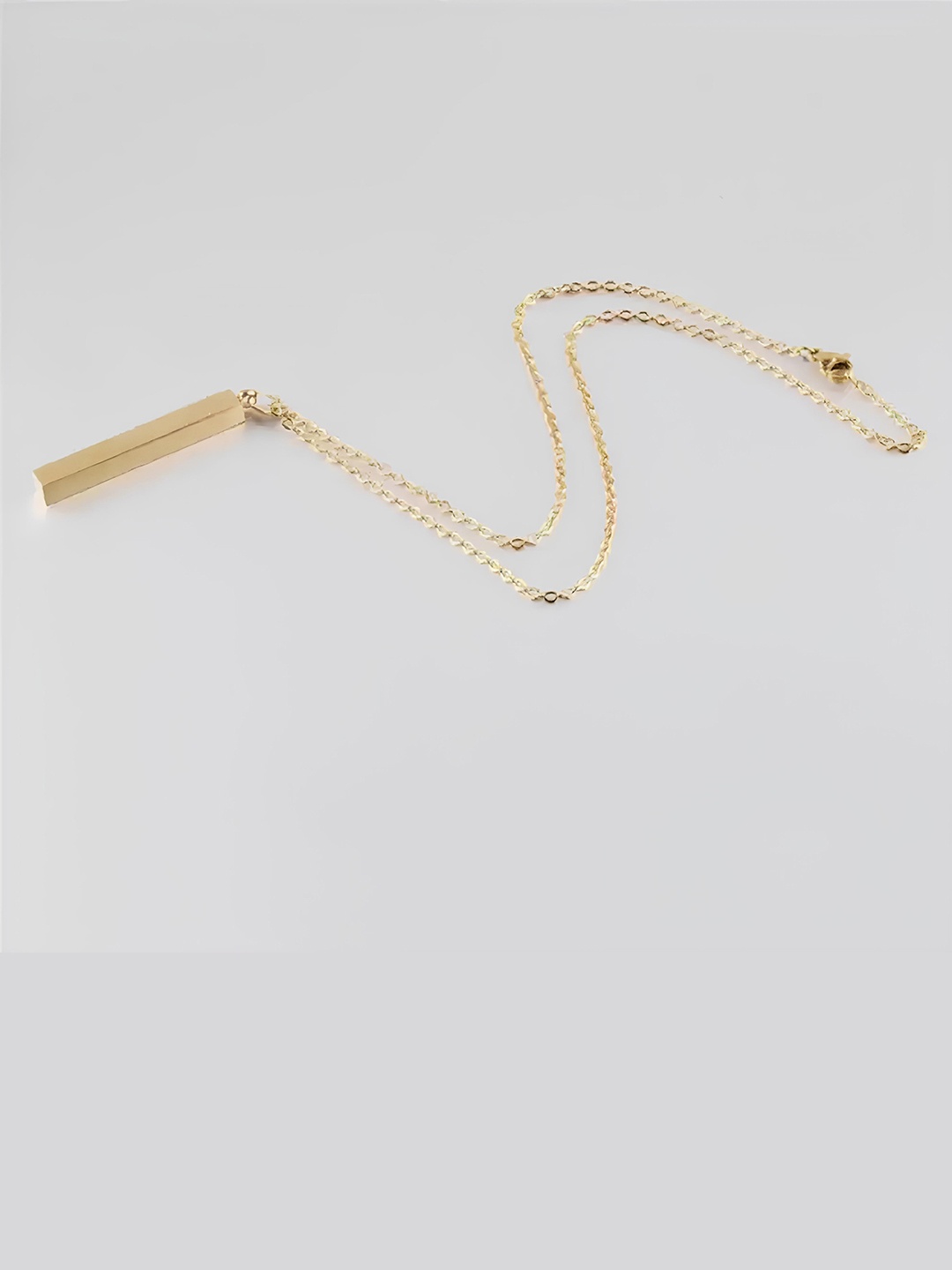 

KARISHMA KREATIONS Men Set Of 2 Silver-Plated Bar Pendant With Chain, Gold