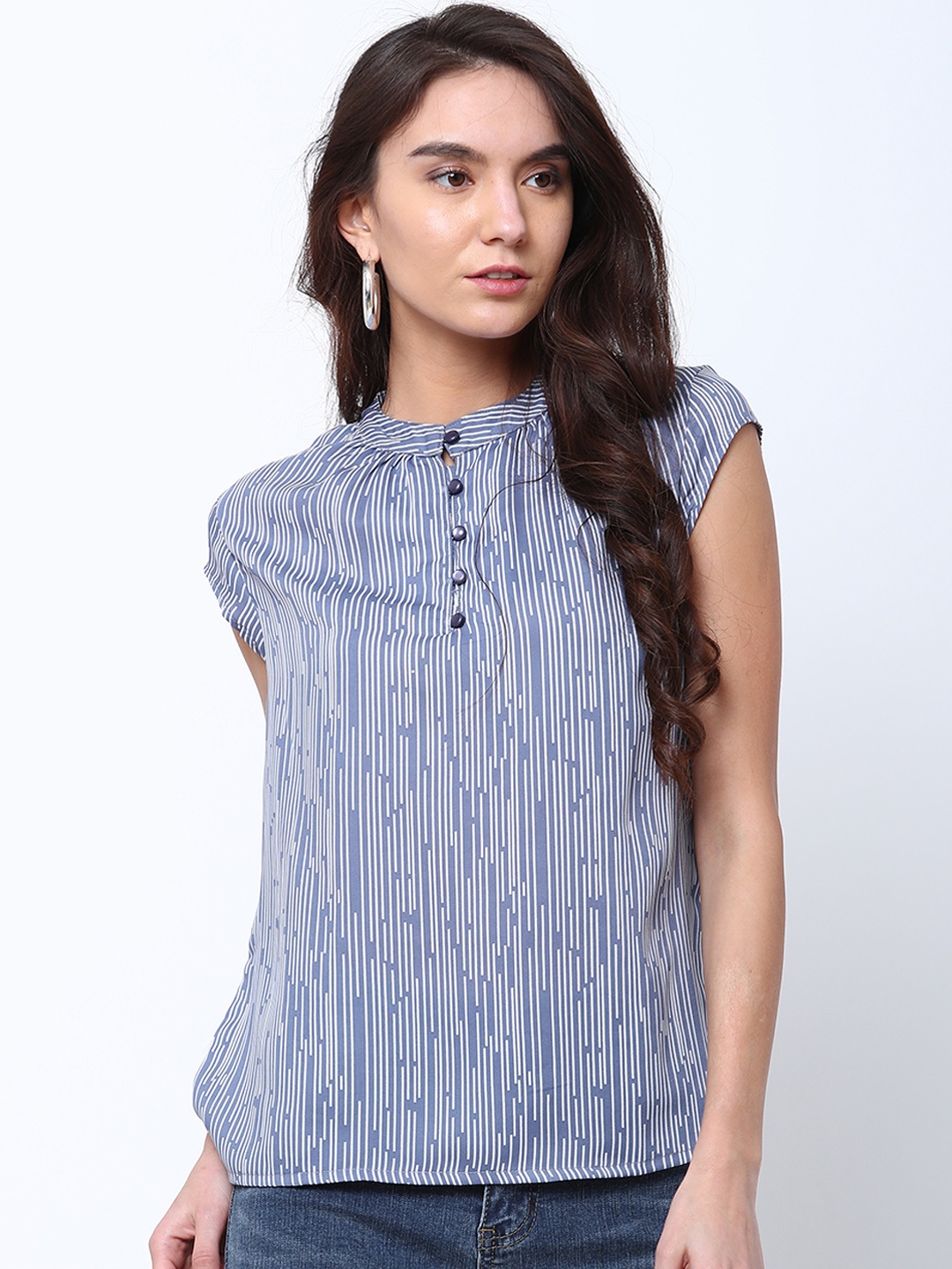 

Tokyo Talkies Women Blue Printed Top
