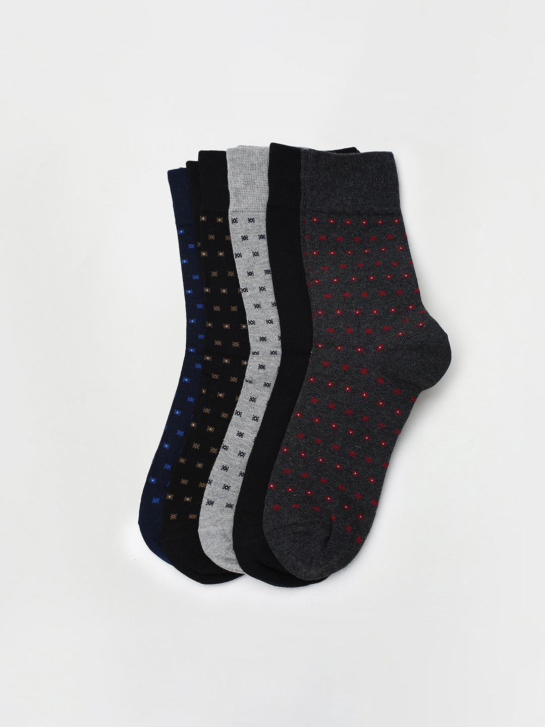 

max Men Pack Of 5 Patterned Ankle-Length Socks, Navy blue