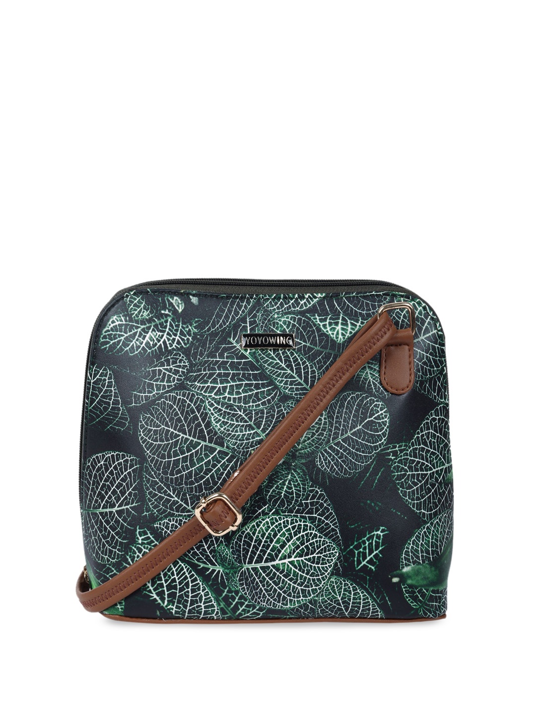 

YOYOWING Floral Printed Oversized Structured Sling Bag, Green