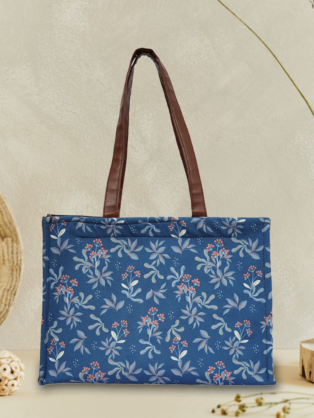 

Mast & Harbour Floral Printed Oversized Shopper Tote Bag, Navy blue