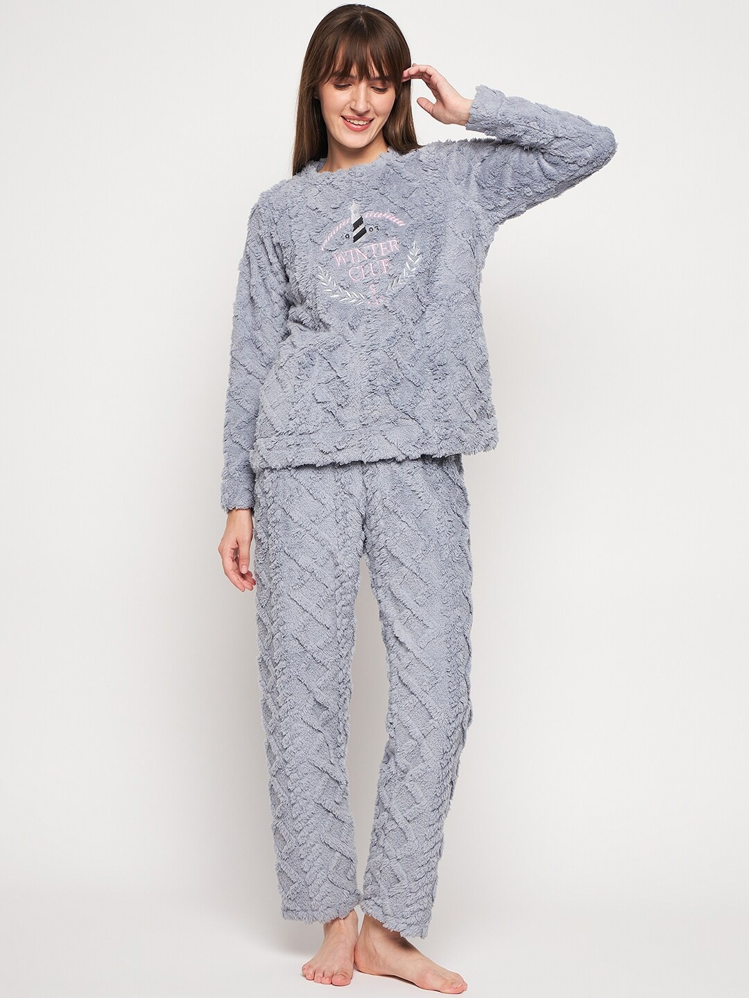

MADAME M SECRET Self Designed Night Suit, Grey
