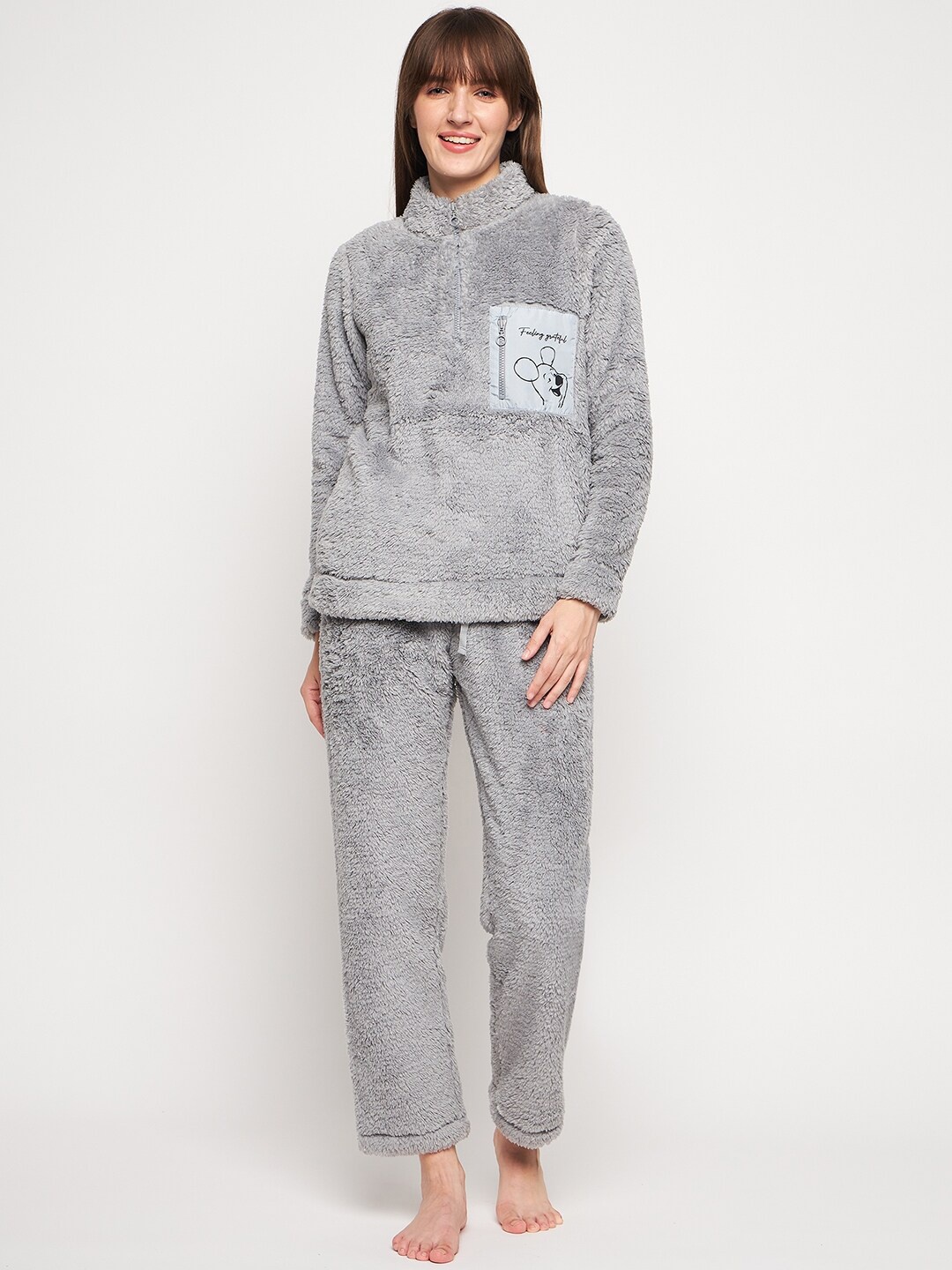 

MADAME M SECRET Self Designed Night Suit, Grey