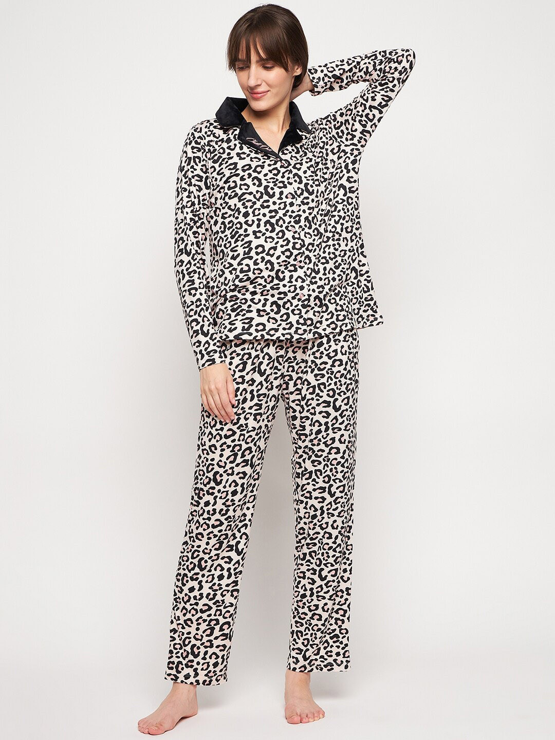 

MADAME M SECRET Animal Printed Night suit, Pink